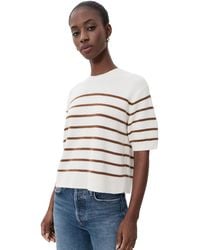 Theory - Crop Stripe Cashmere Knit Tee - Lyst