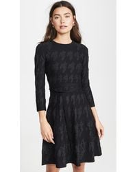 Yigal Azrouël Houndstooth Fit And Flare Dress - Black
