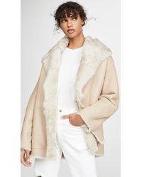 Vince Shearling Cardi Coat - Natural