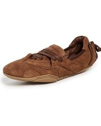 Acne Studios - Leather Trimmed Paneled Suede Flats - Lyst
