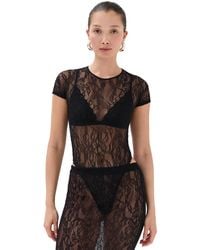 Wardrobe NYC - Wardrobe. Nyc Lace Cap Sleeve Bodysuit - Lyst
