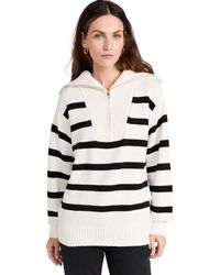 English Factory - Striped Knit Zip Pullover - Lyst