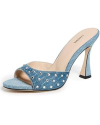 L'Agence - Lucienne Embellished Denim Mules - Lyst