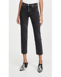 FRAME Le High Straight Raw Edge Jeans - Black