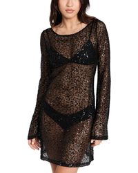 GOOD AMERICAN - Good Aerican Sequin Long Sleeve Cover Up Dress - Lyst