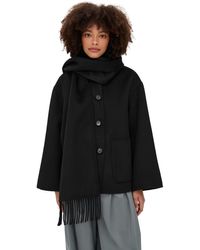 MEIMEIJ - Lana Wool Peacoat With Attached Scarf - Lyst