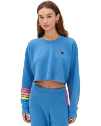Aviator Nation - Rugby Stitch Cropped Crew Sweatshirt - Lyst