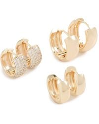 By Adina Eden - Solid/Pave Wide Huggie Earrings Combo Set - Lyst