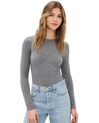 Fleur du Mal - Long Sleeve T-Shirt Thong Bodysuit - Lyst
