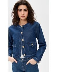Reformation Mette Lived-In Denim Bomber Jacket in Blue | Lyst