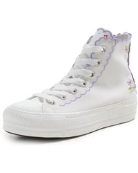 Converse - Chuck Taylor All Star Lift Platform Embroidered Flowers Sneakers - Lyst