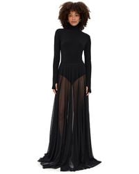 Norma Kamali - Long Sleeve Turtleneck Flared Gown - Lyst