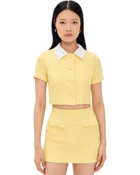 Endless Rose - Collared Combination Tweed Cropped Top - Lyst