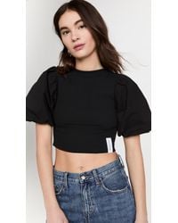 ROKH Open Back Puff Sleeve Top - Black