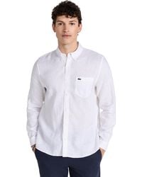 Lacoste - Regular Fit Linen Casual Button Down Shirt - Lyst