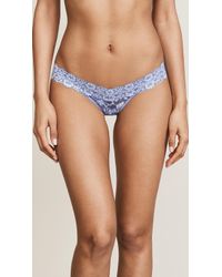 Hanky Panky Cross Dyed Signature Lace Low Rise Thong - Blue