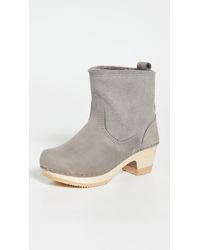 No. 6 Pull On Shearling Mid Heel Boots - Gray