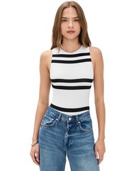 Alice + Olivia - Rothy Sleeveless Crew Neck Sculpt Thong Bodysuit - Lyst