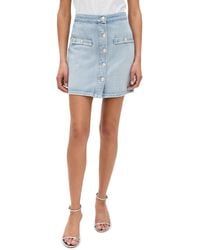 L'Agence - Kris Button Front Mini Skirt - Lyst