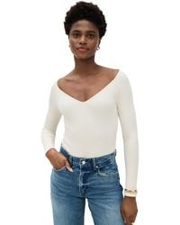 L'Agence - 'Agence Winona Wide V Neck Thong Bodysuit - Lyst