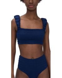 Sea - Shyla Solid Smocked Bikini Top - Lyst