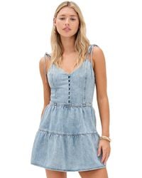 Alice + Olivia - Shanti Button Front Tiered Mini Dress - Lyst