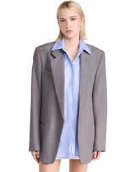 Alexander Wang - Drapey Oversized Blazer With Collared Shirt Combo - Lyst
