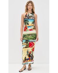 Alice + Olivia Holly Low Neck Asymmetric Ruffled Maxi Dress in Pink | Lyst
