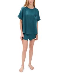 Lunya - Washable Silk Piped Tee And Shorts Pajama Set - Lyst