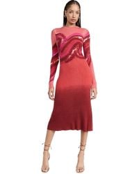 Prabal Gurung - Swirl Obre Rib Dress Red Pink Ulti - Lyst