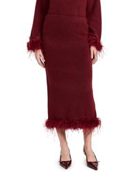 Wayf - Feather Trim Midi Skirt - Lyst