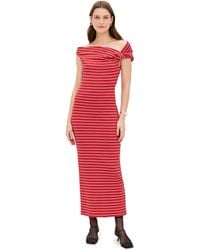 MSGM - Stripe Asymmetric Maxi Dress - Lyst