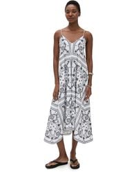 Madewell - Embroidered Deep V Neck Midi Dress - Lyst