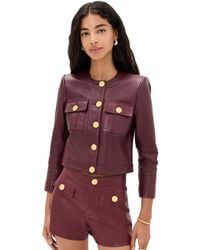 L'Agence - Deidra Collarless Leather Jacket - Lyst