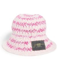 Ganni - Cotton Melange Crochet Bucket Hat - Lyst