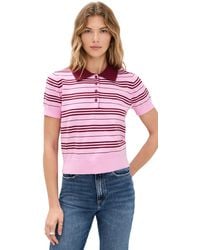 English Factory - Striped Polo Knit Top - Lyst