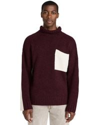 JW Anderson - Contrast Patch Pocket Sweater Oxbood/white - Lyst