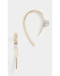 Lana Jewelry Mini Flat Hooked On Hoops With Diamond 15mm - Metallic