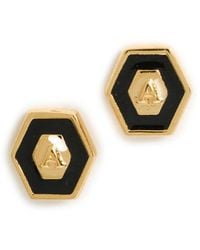 Gwen Beloti - Initial Hex Stud Earrings - Lyst