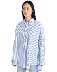 Denimist - Deniist Button Front Shirt D Blue Wide Stripe - Lyst