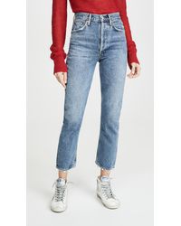 Agolde Riley High Rise Straight Crop Jeans - Blue
