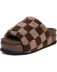 Roam - Fuzzy Checker Stack Slippers - Lyst