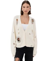Area - Distressed Crystal Cardigan - Lyst