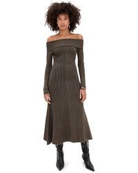 Le Bos - Gingham Knit Off Shoulder Dress - Lyst