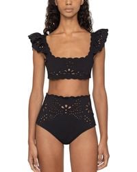 Sea - Liat Embroidery Flutter Sleeve Bikini Top - Lyst