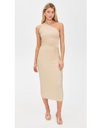 fold over knitted dress Beige Strapless Fold Over Lettuce Trim Maxi Dress – PinkBlush main image 1