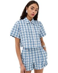 Jonathan Simkhai - Solange Short Sleeve Cropped Shirt - Lyst