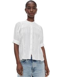 Madewell - Embroidered Puff-Sleeve Band-Collar Shirt - Lyst
