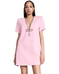 Area - Crystal Bow V Neck T-Shirt Dress - Lyst
