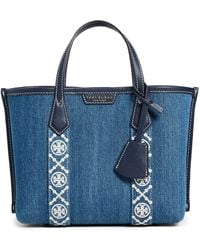 Tory Burch - Perry Denim Triple Compartment Small Tote - Lyst